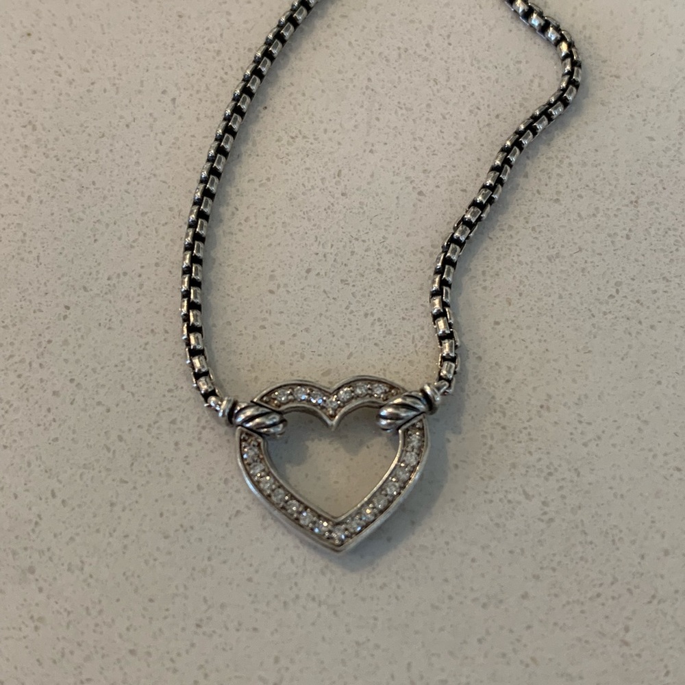 ***OBO David Yurman Cable Collectibles Heart Station Necklace with Diamonds